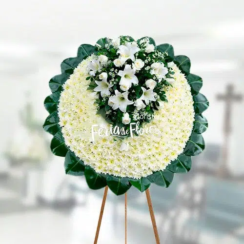 Funeral Wreath With Roses and Lilies